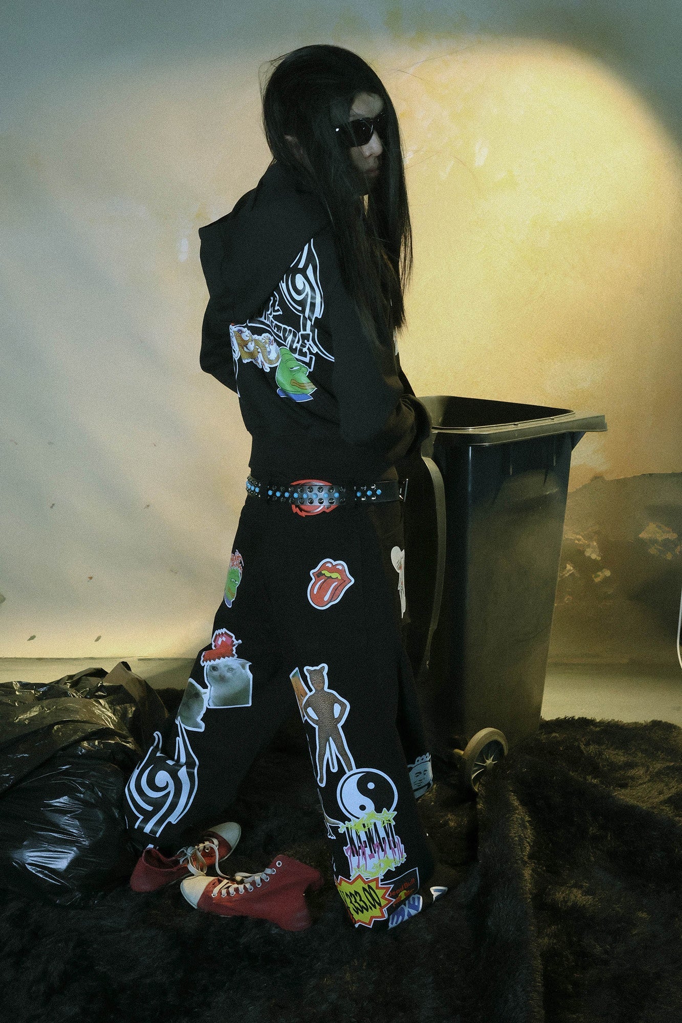 PCCVISION Meme Graphics Wide-Leg Pants