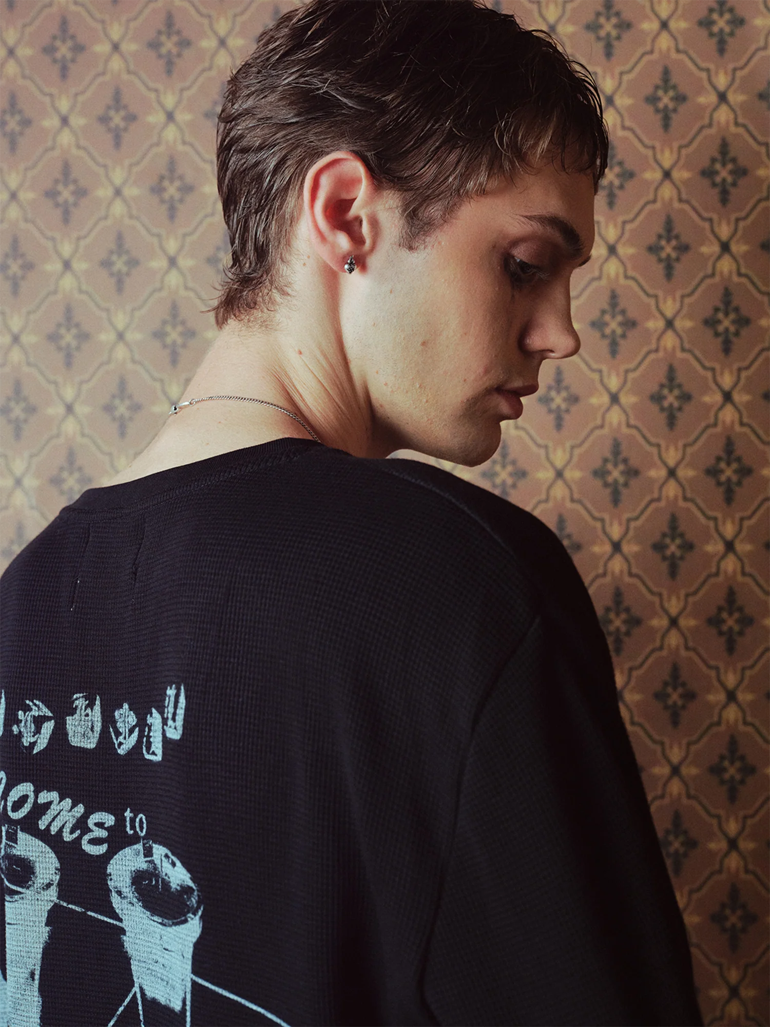 RICHILL Retro Vegas Waffle Henley Long-Sleeve Tee