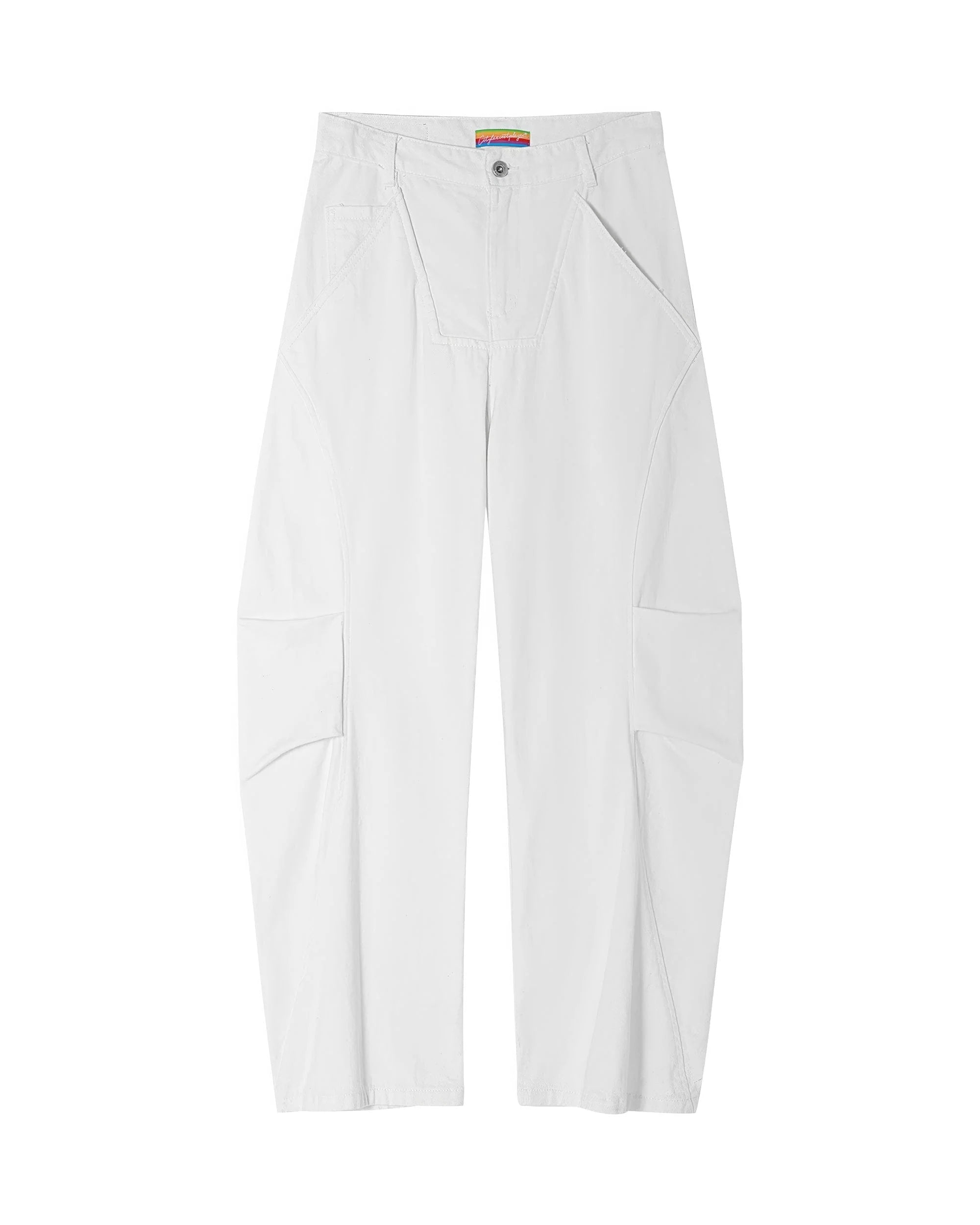 CLP Deconstructed Pleated Button Wide-Leg Pants