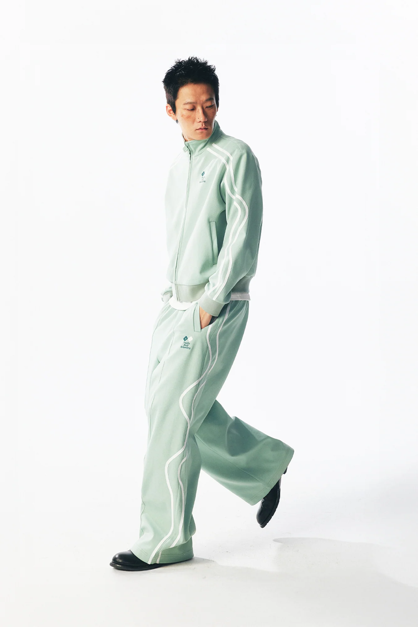 1997 POSTOFFICE Contrast Curved-Stripe Quick-Dry Track Pants