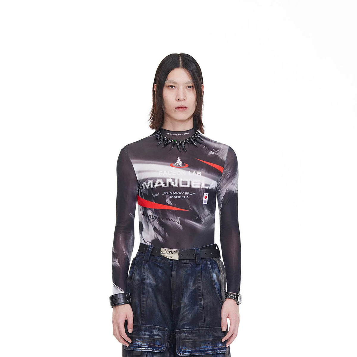 FACEONLAB Mandela Full Print Slim-Fit L/S T-Shirt