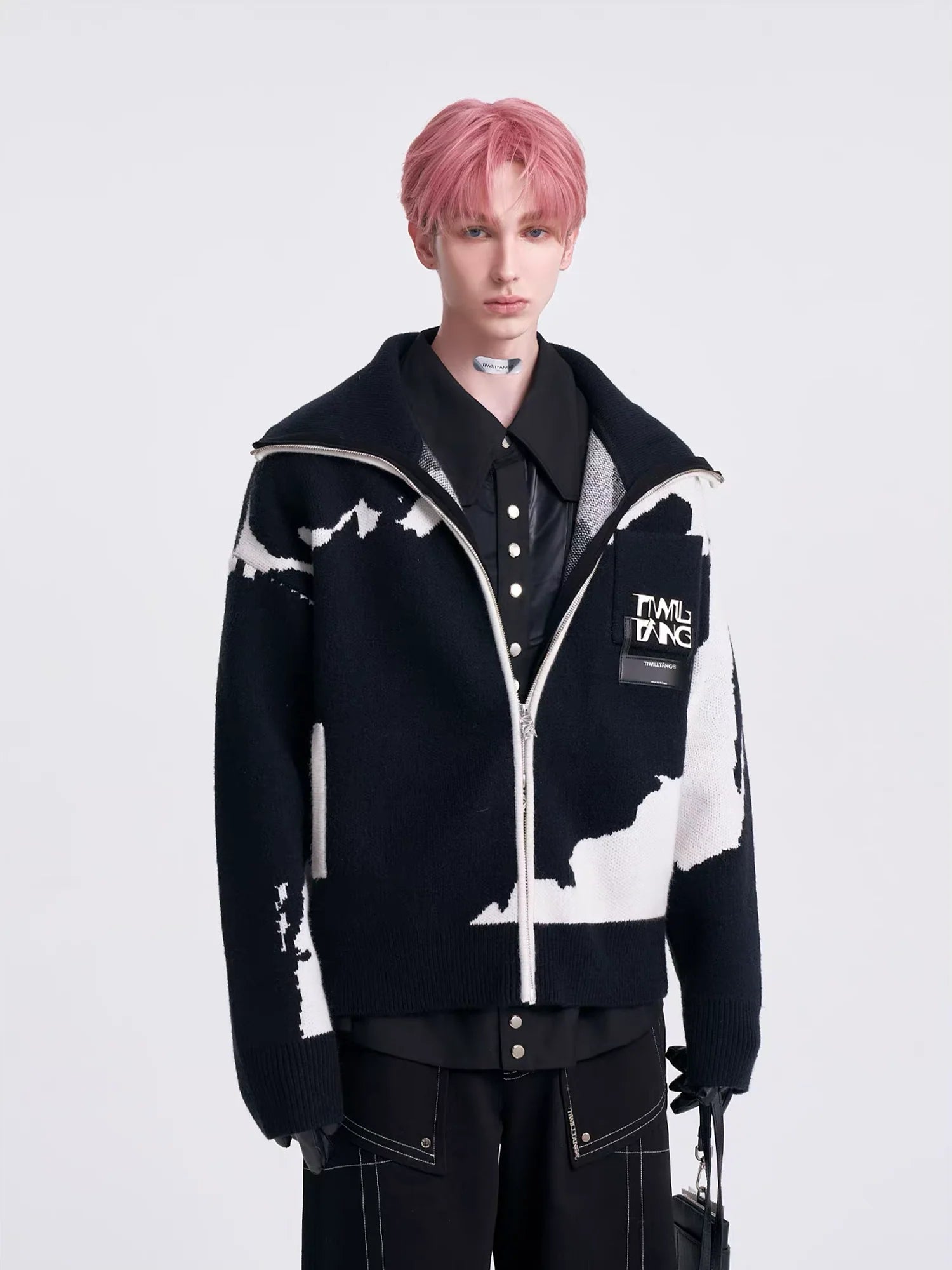 TIWILLTANG Jacquard LOGO Patch Knit Jacket