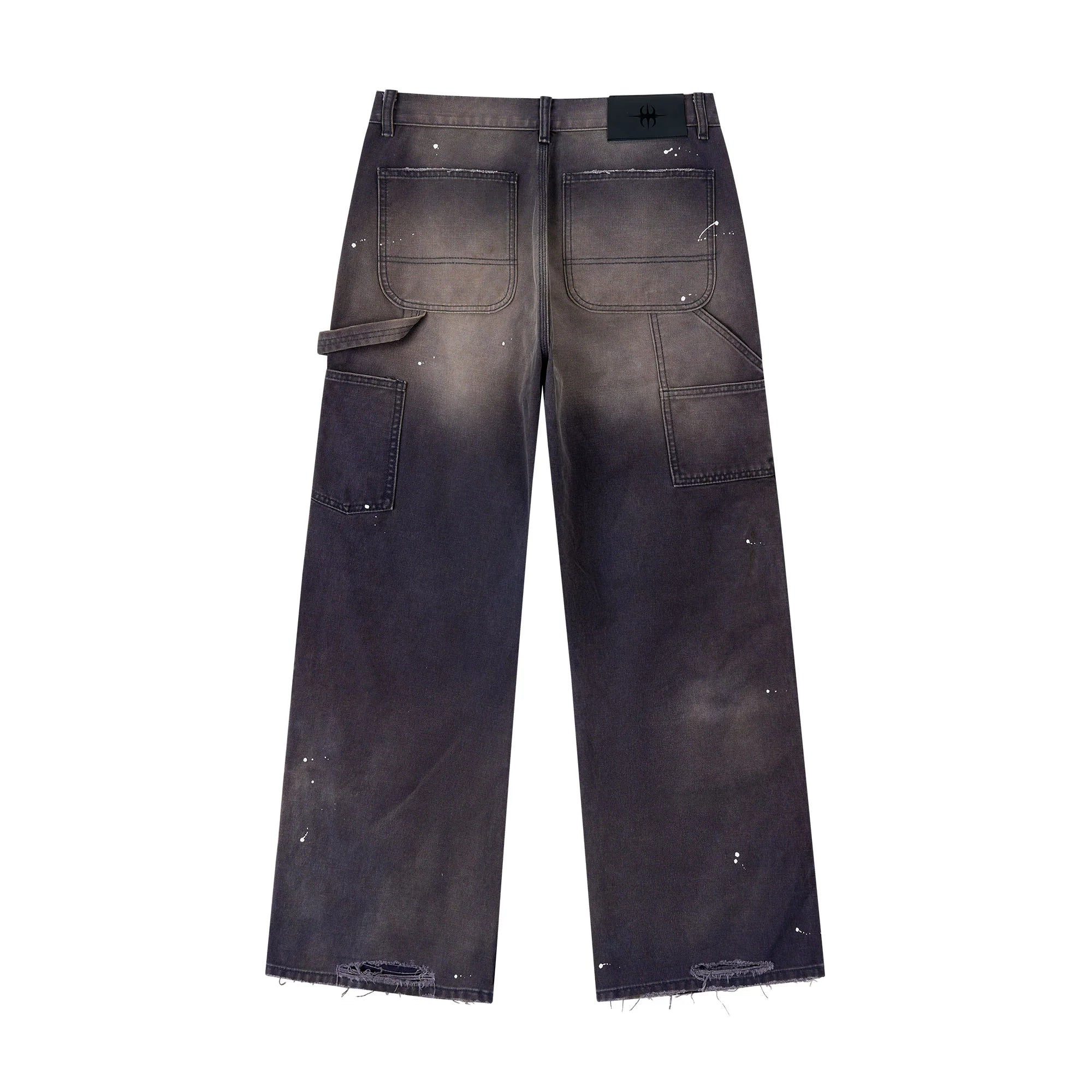 SAVAGEGROWTHWORLD Distressed Double-Knee Splatter Jeans