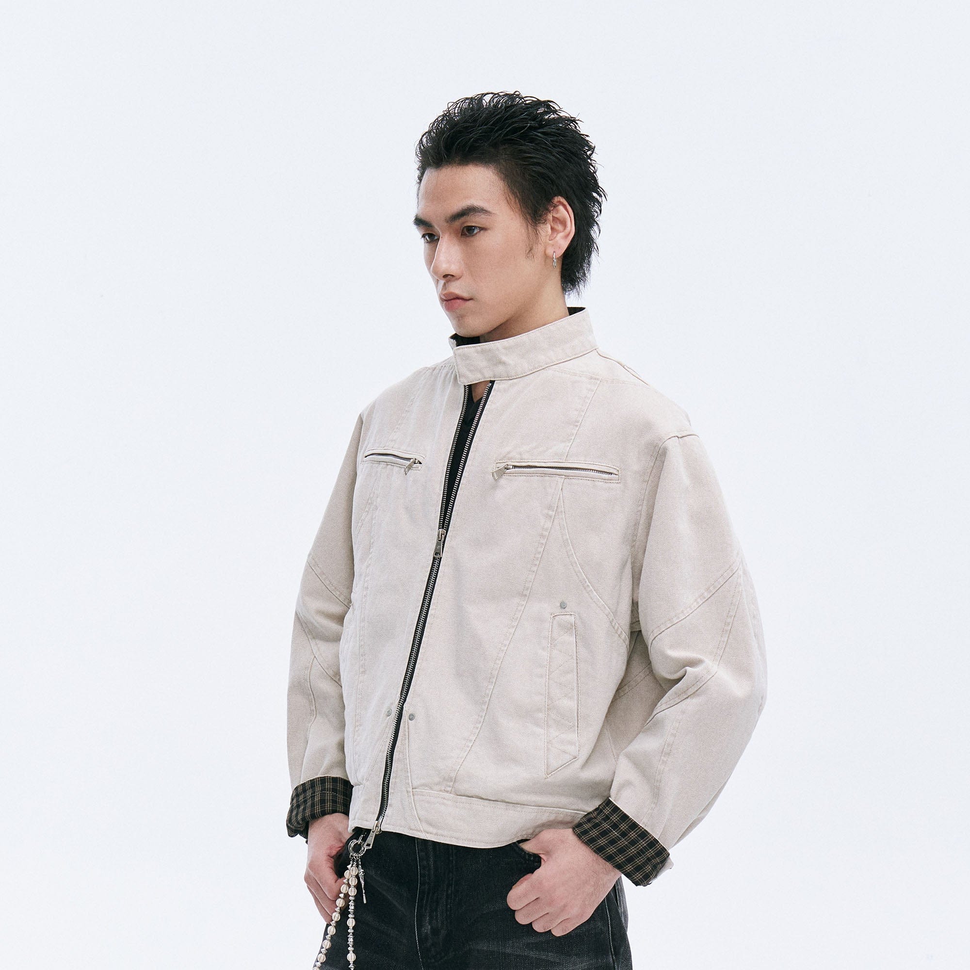 CATSSTAC Check-Lined Harrington Jacket