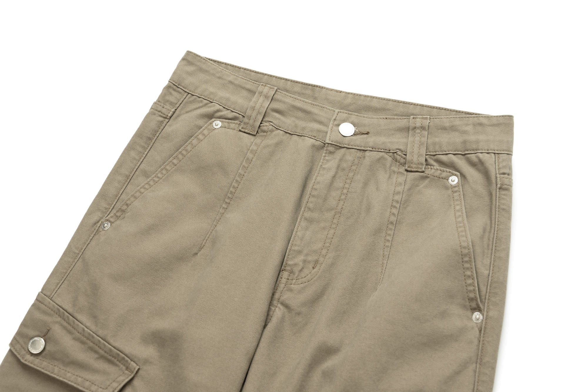 OKAYTHXBYE Washed Button Flap-Pocket Cargo Pants