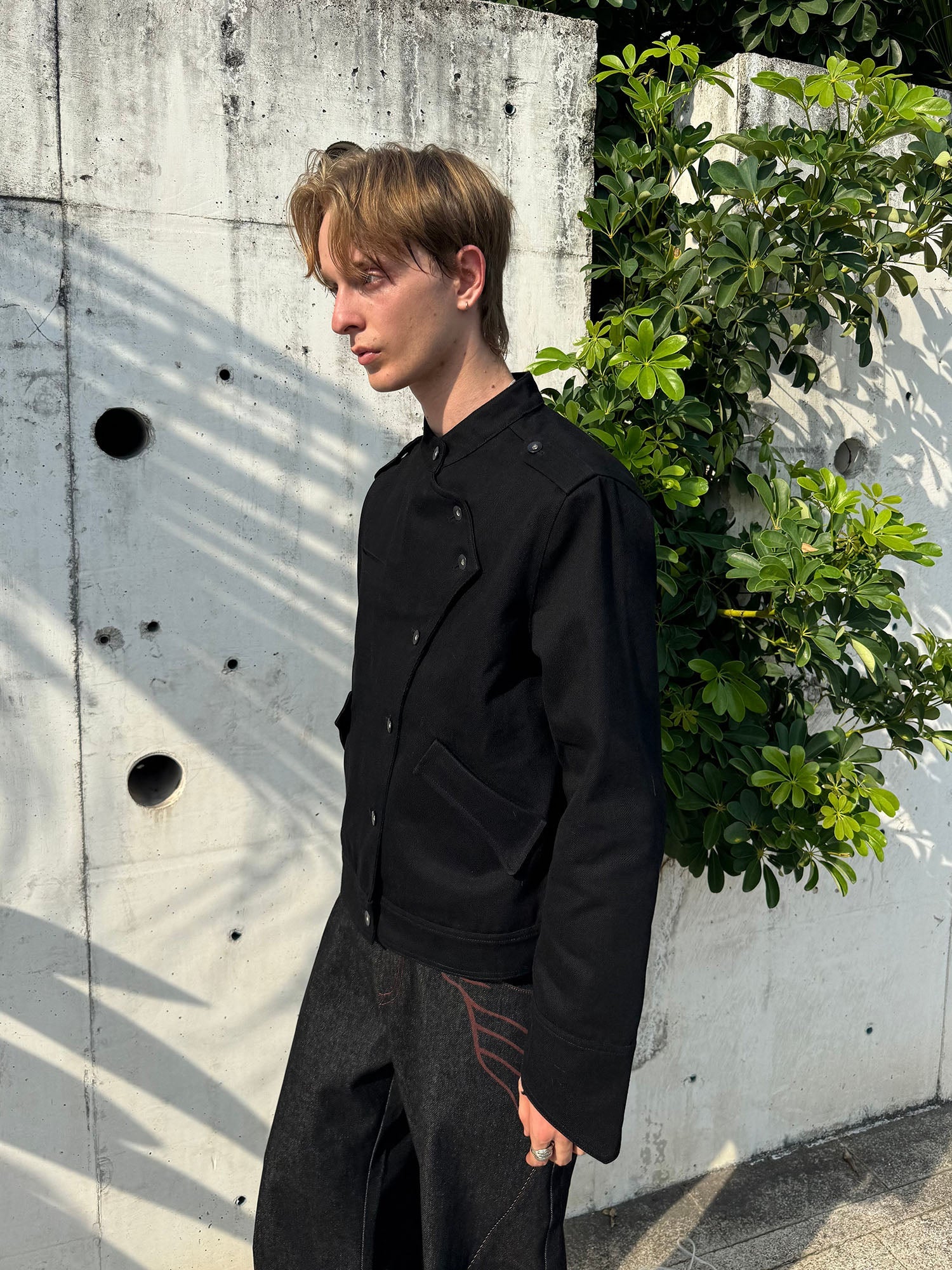 ESAIAS Asymmetric Stand-Collar Military Jacket