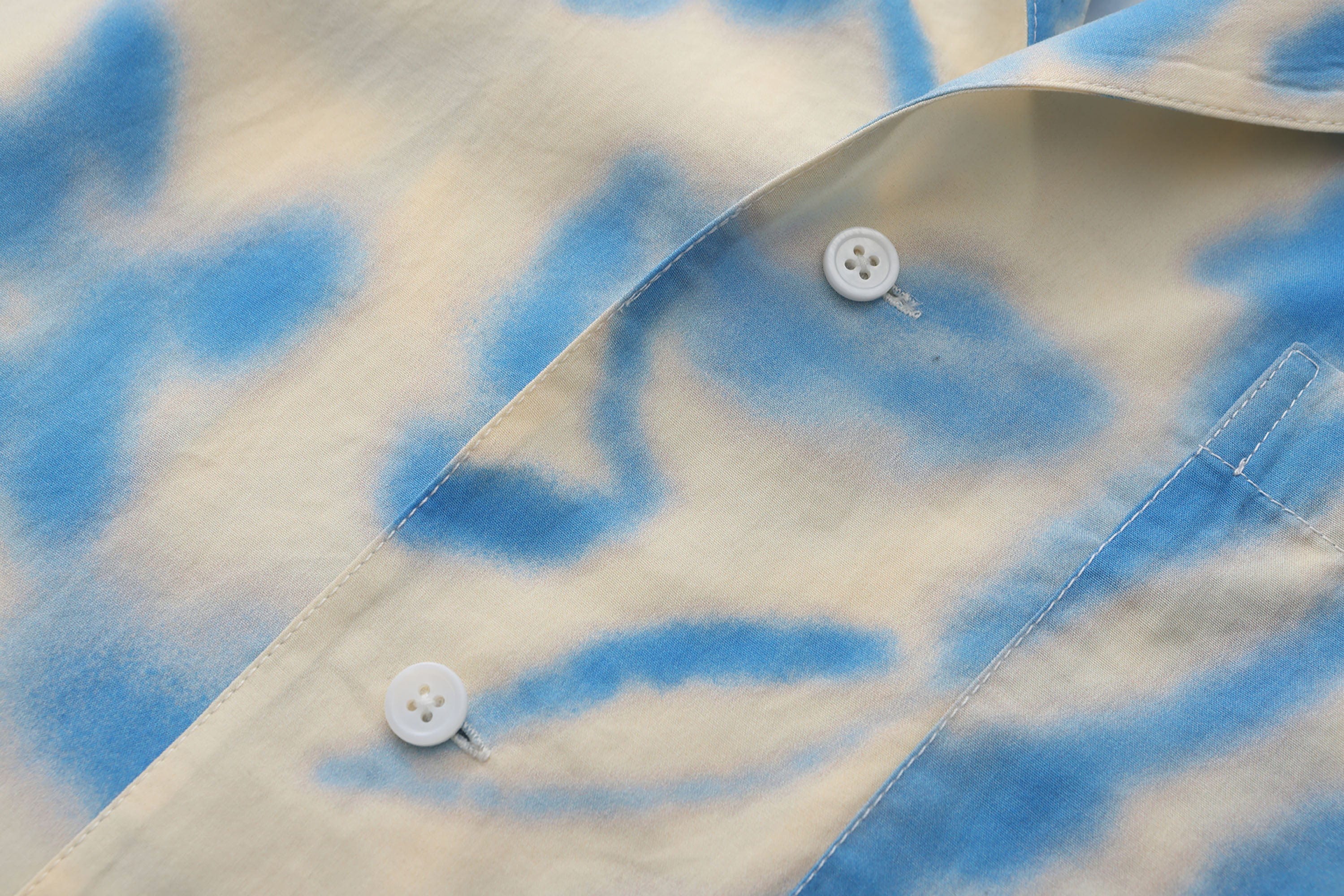 ORAL UTOPIA Airbrushed Floral Tencel Cuban Half Shirt