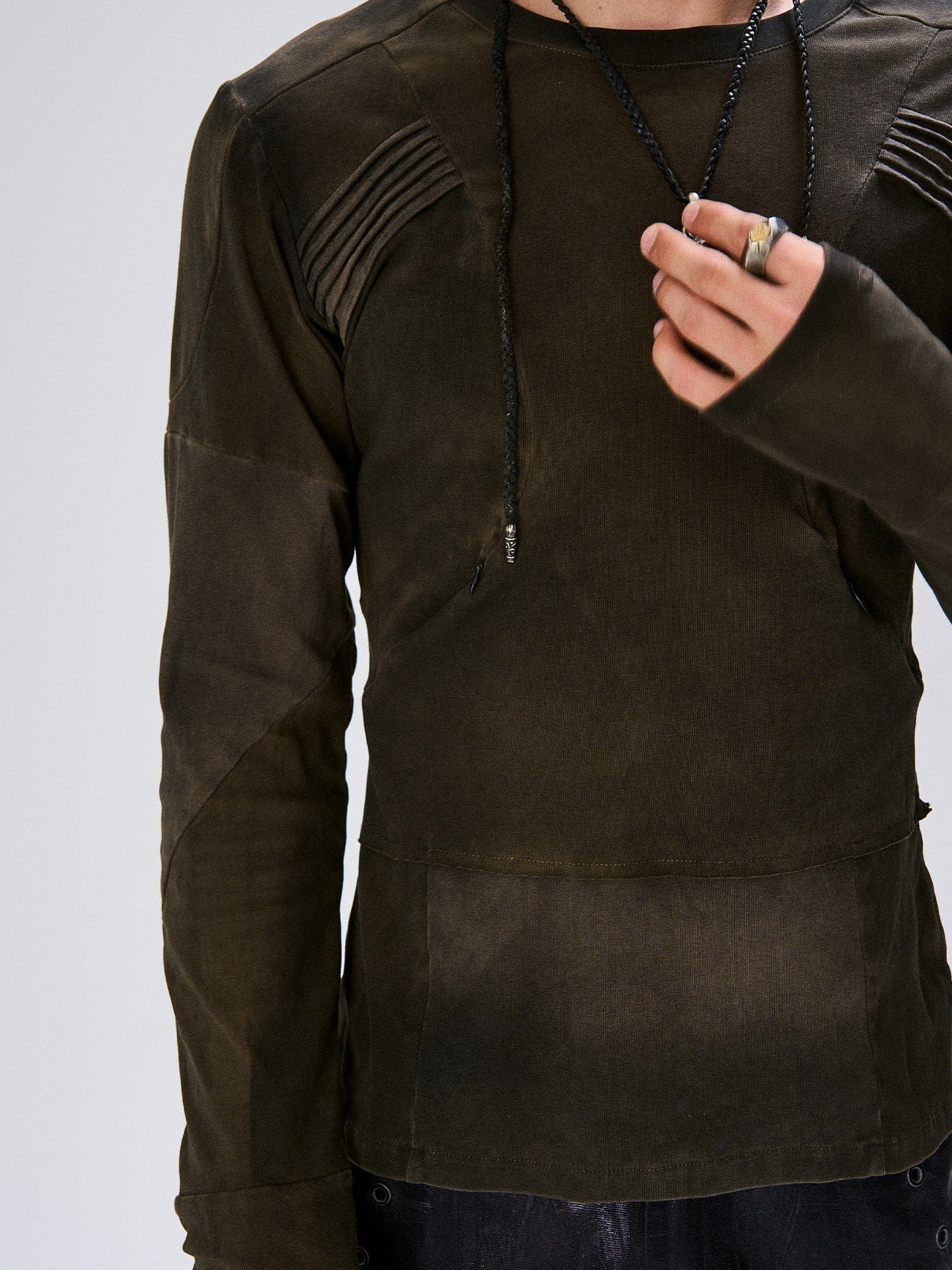 FLYERRER Washed Panelled Slim-Fit Long-Sleeve Tee
