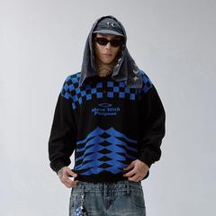 F2CE Slogan Contrast Checkerboard Jacquard Knit Polo