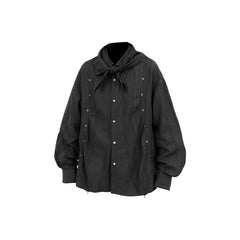 RELABEL Studded Detachable Scarf Shirt Black