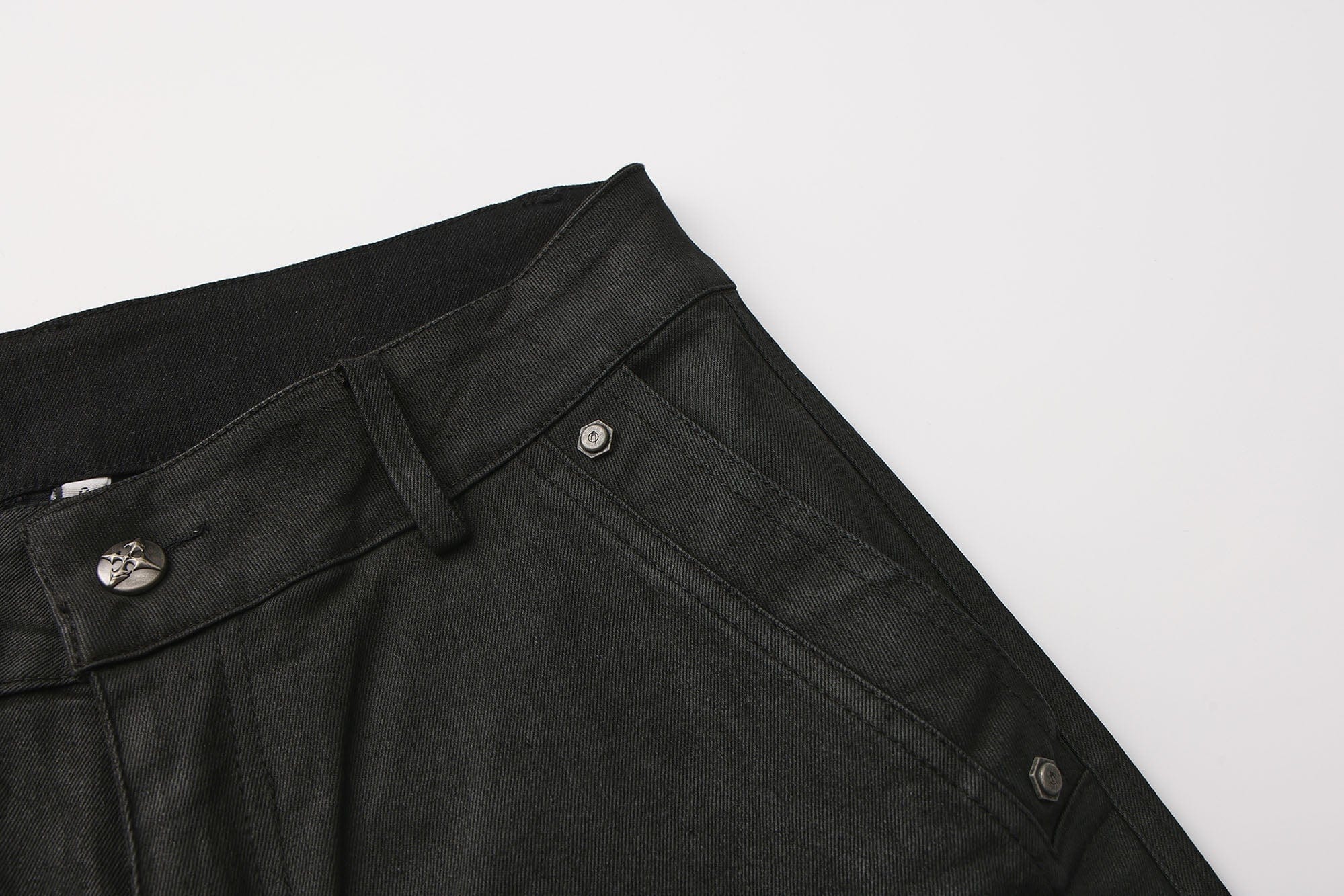 LUUUCAM Waxed Rivet Double-Knee Capri Shorts