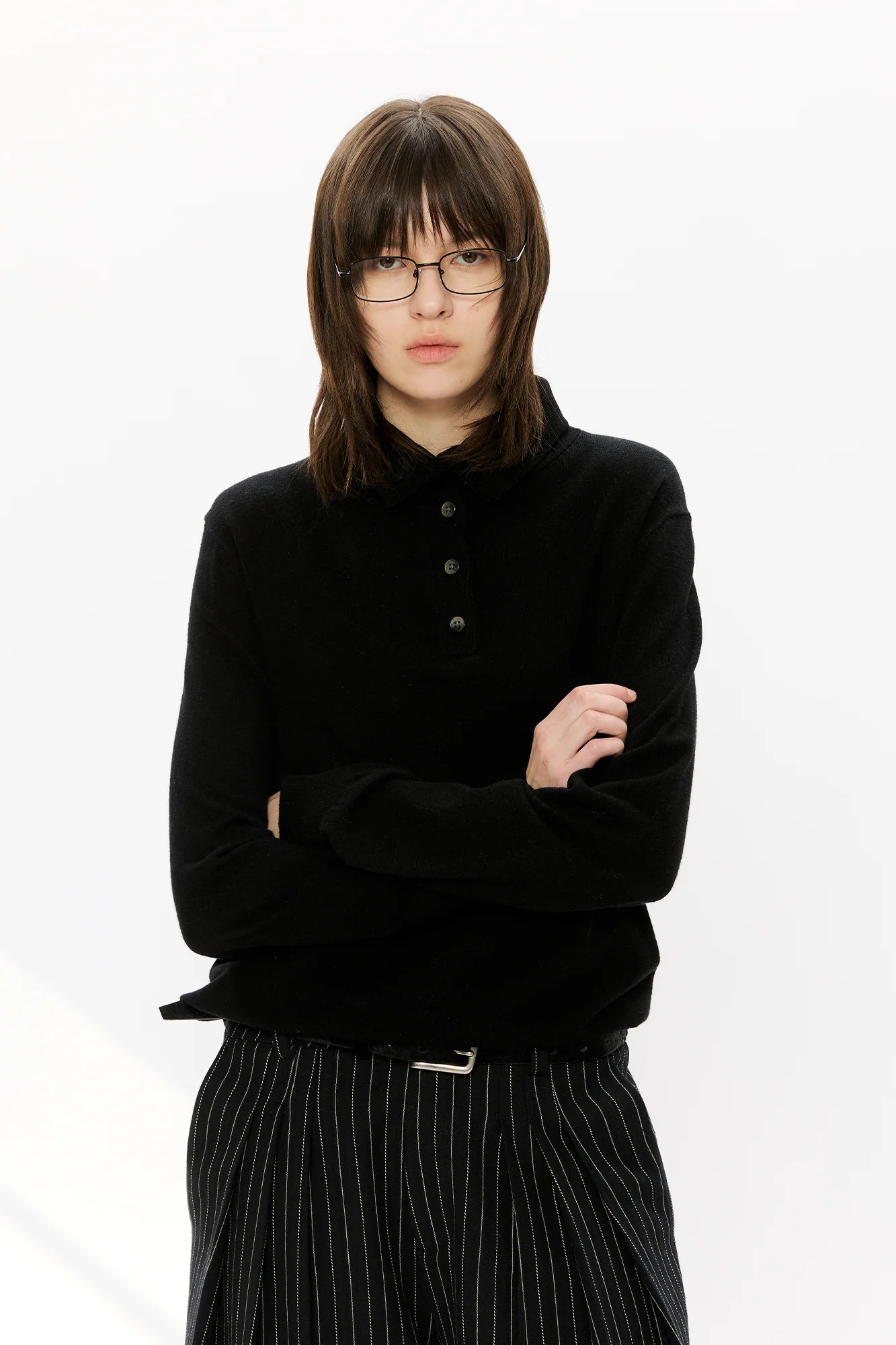 KREATE Double-Collar Wool-Blend Knit Polo