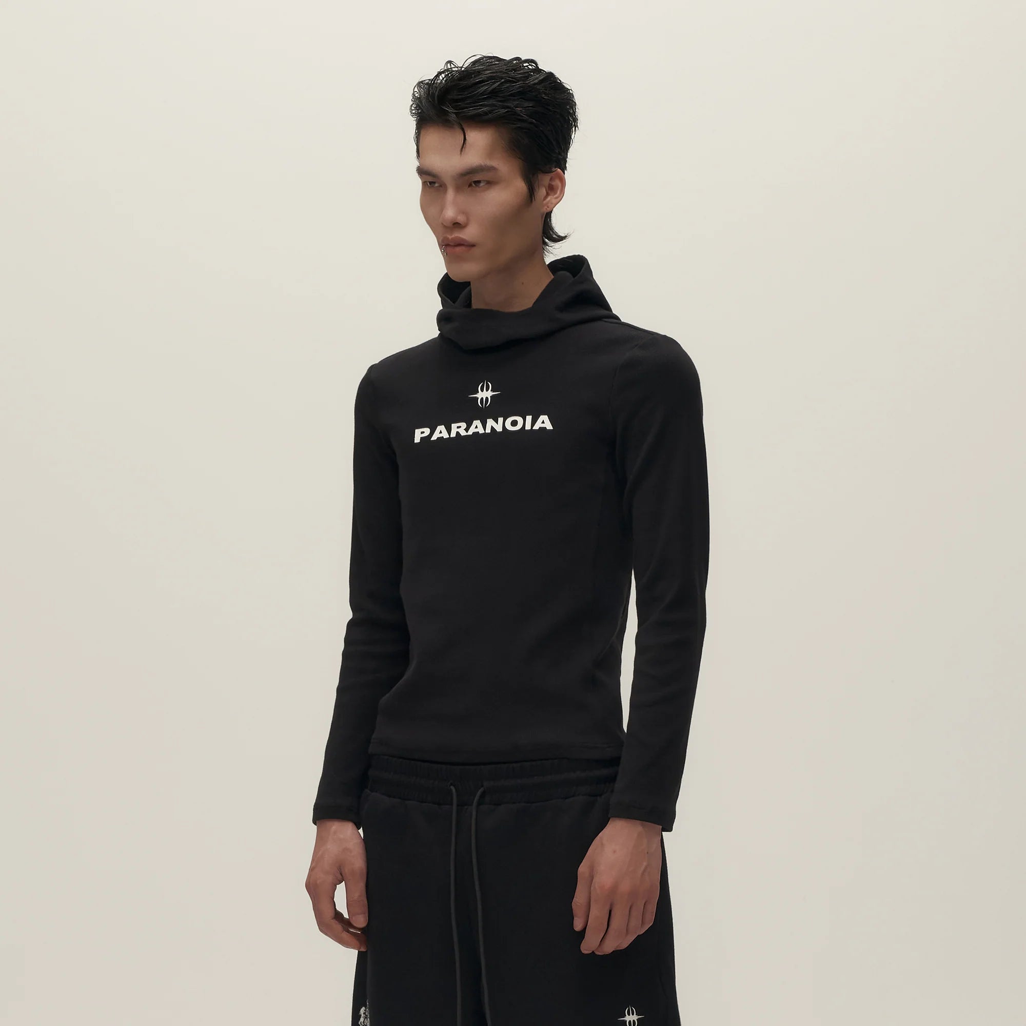 SAVAGEGROWTHWORLD Paranoia Graphic Balaclava Slim Hoodie