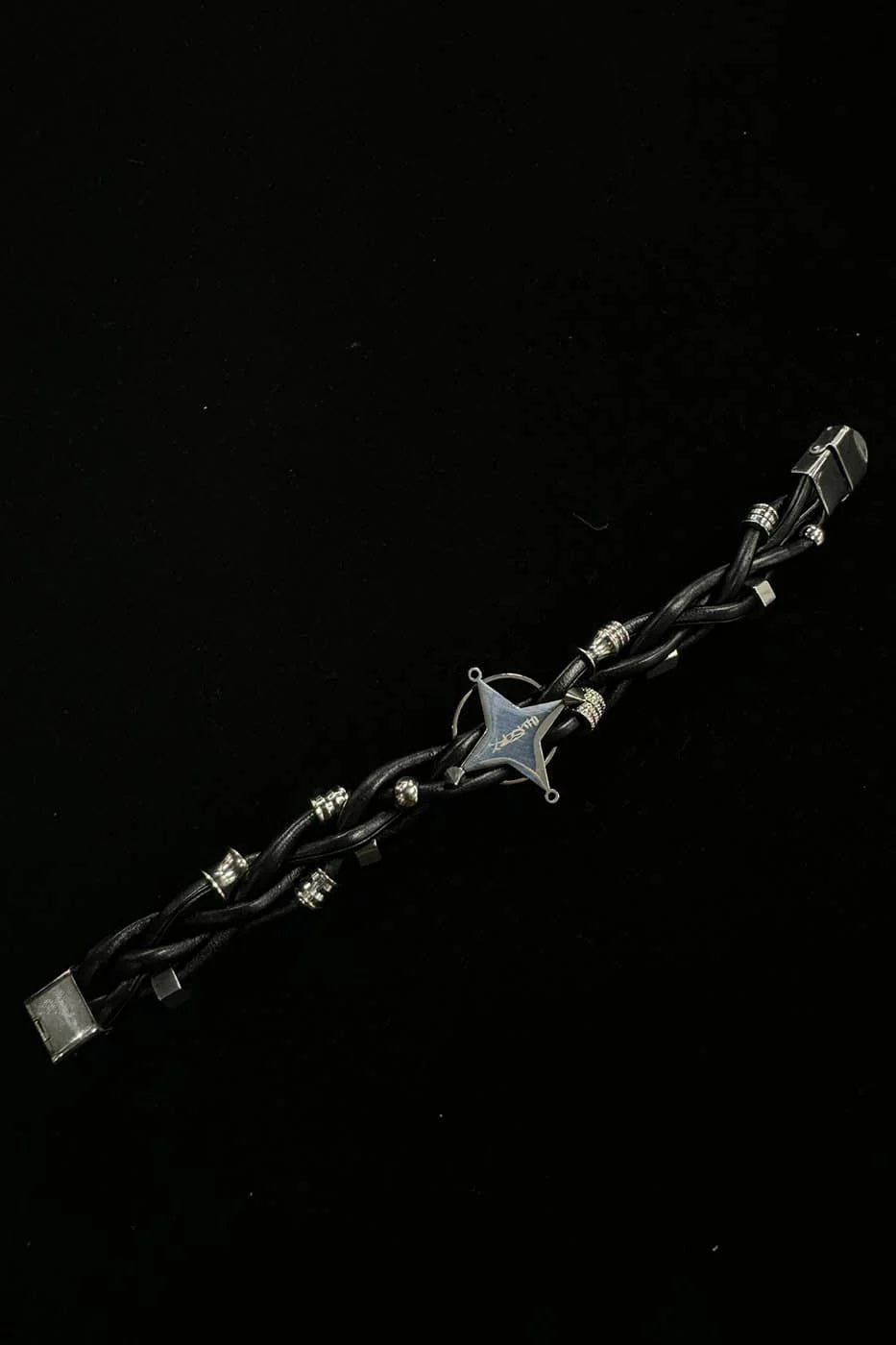 ILLUSORY Four-Point Star Braided Faux Leather Bracelet