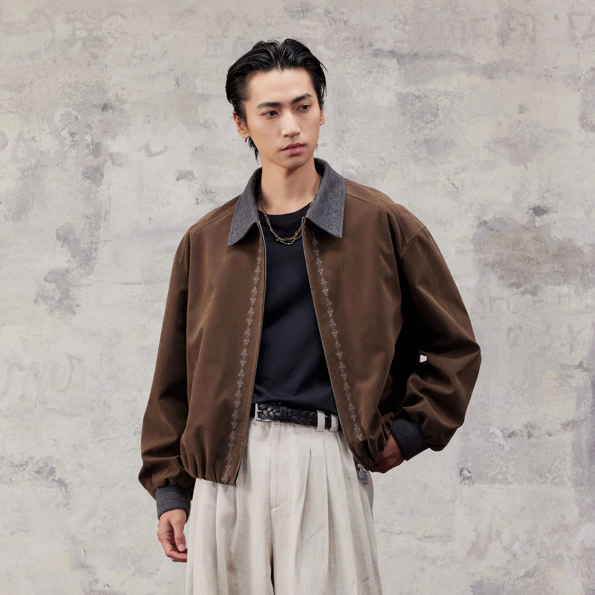 ALVNG AR ANTS Contrast Collar Totem Embroidered Jacket