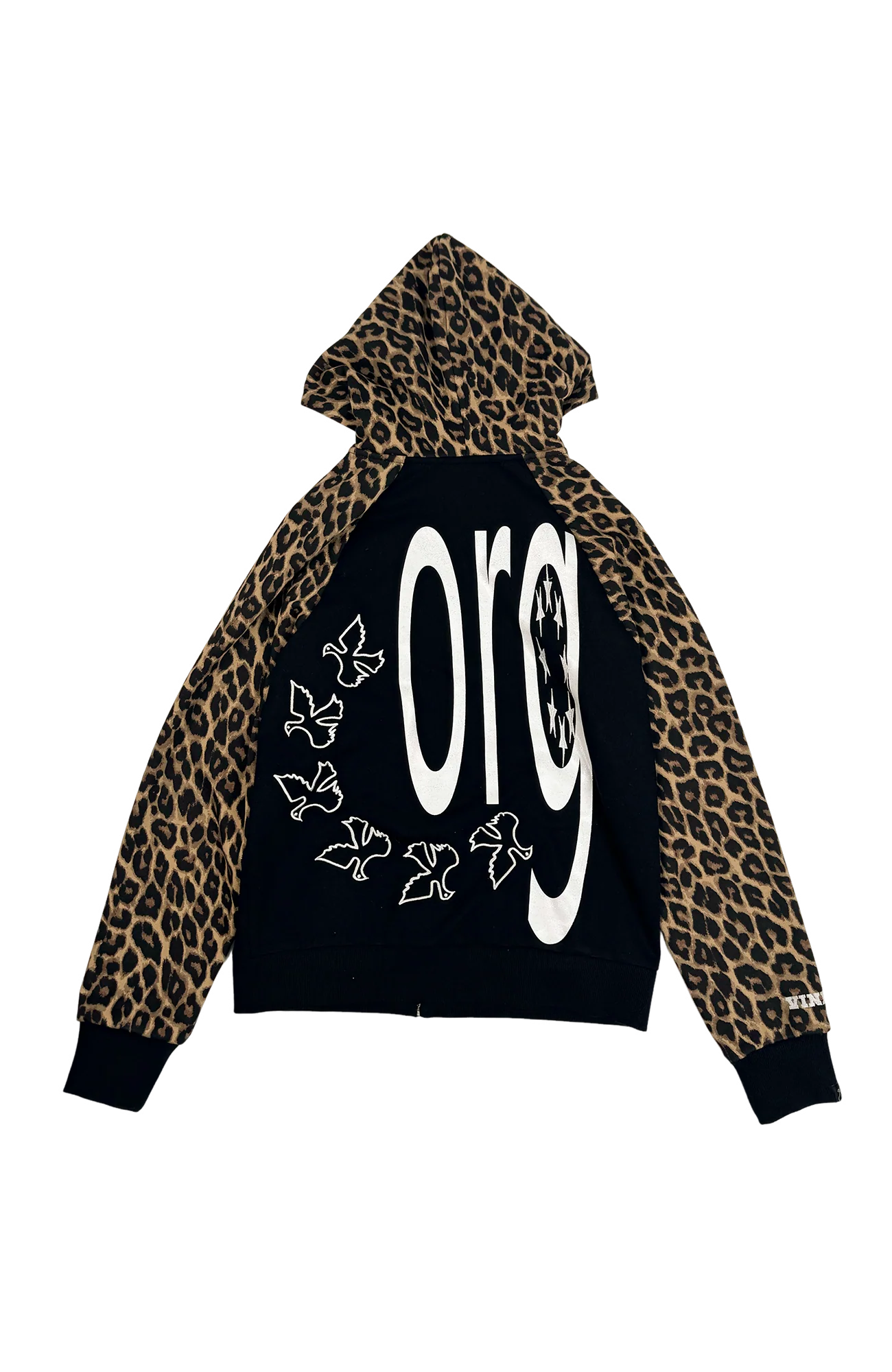 VINKID Leopard Full-Print Raglan Zip-Up Hoodie