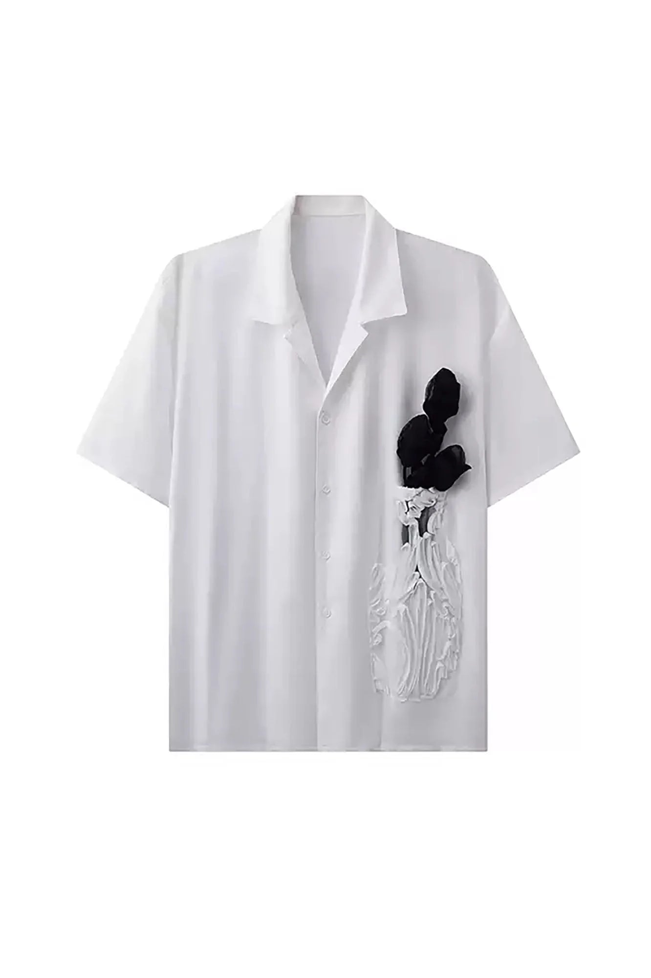 JIECHI Bottled Bloom Sheer Half Shirt