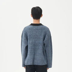 ORAL UTOPIA Lace-Up Polo Collar Knit Pullover