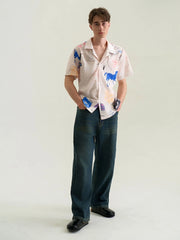 WIID Doodle Sketch Full-Print Cuban Half Shirt