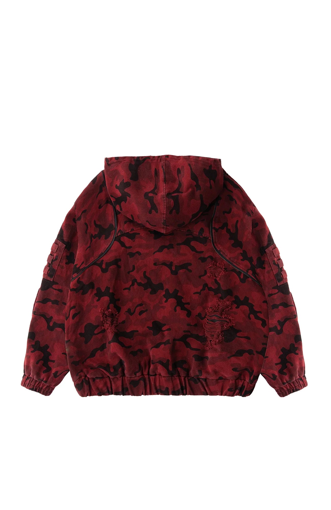 MOGONGSHE Camo Frayed LOGO Patch Hooded Jacket