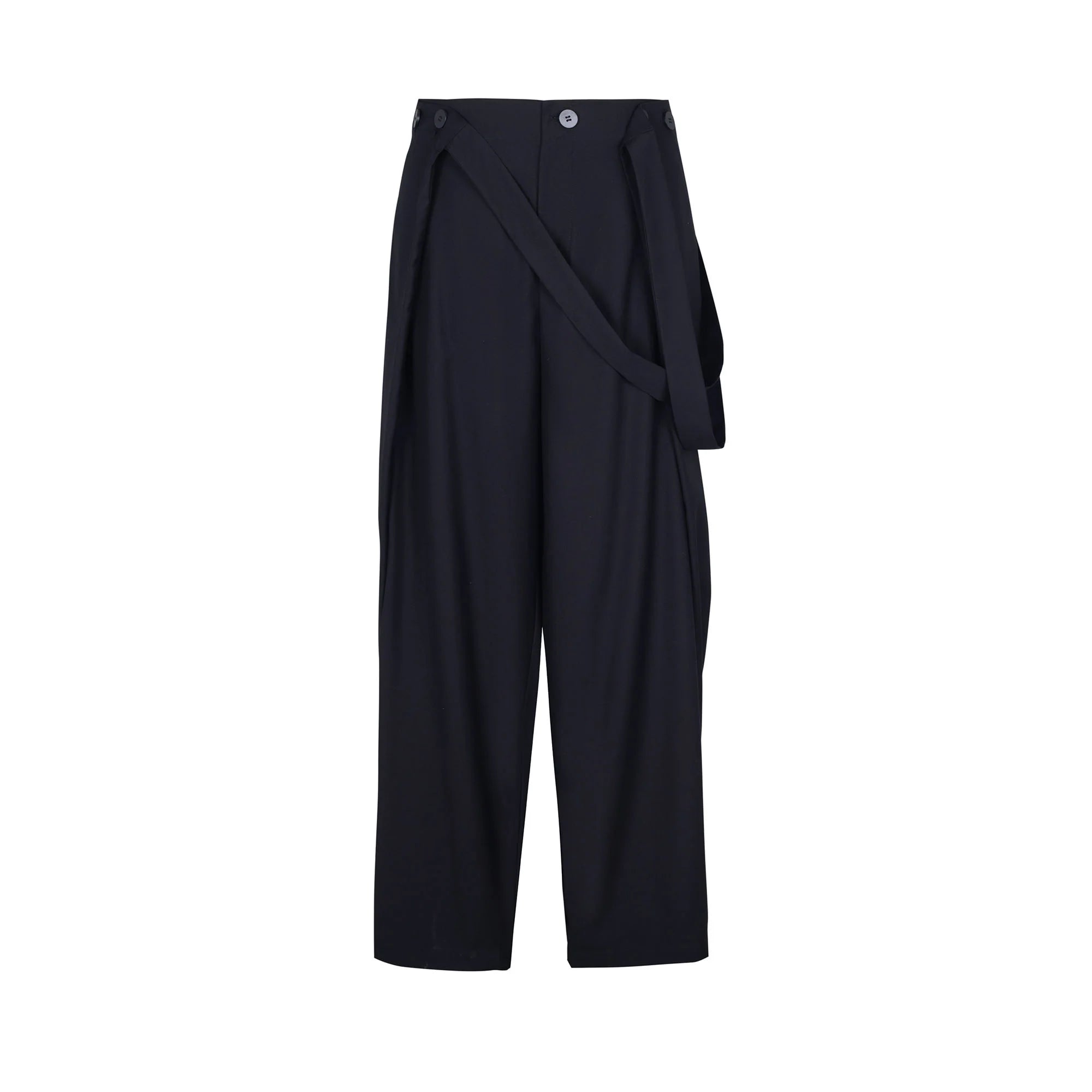 TUIMU Asymmetrical Wrap Pleated Wide-Leg Trousers