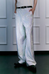 FACEONLAB Iridescent Diamond Wide-Leg Pants
