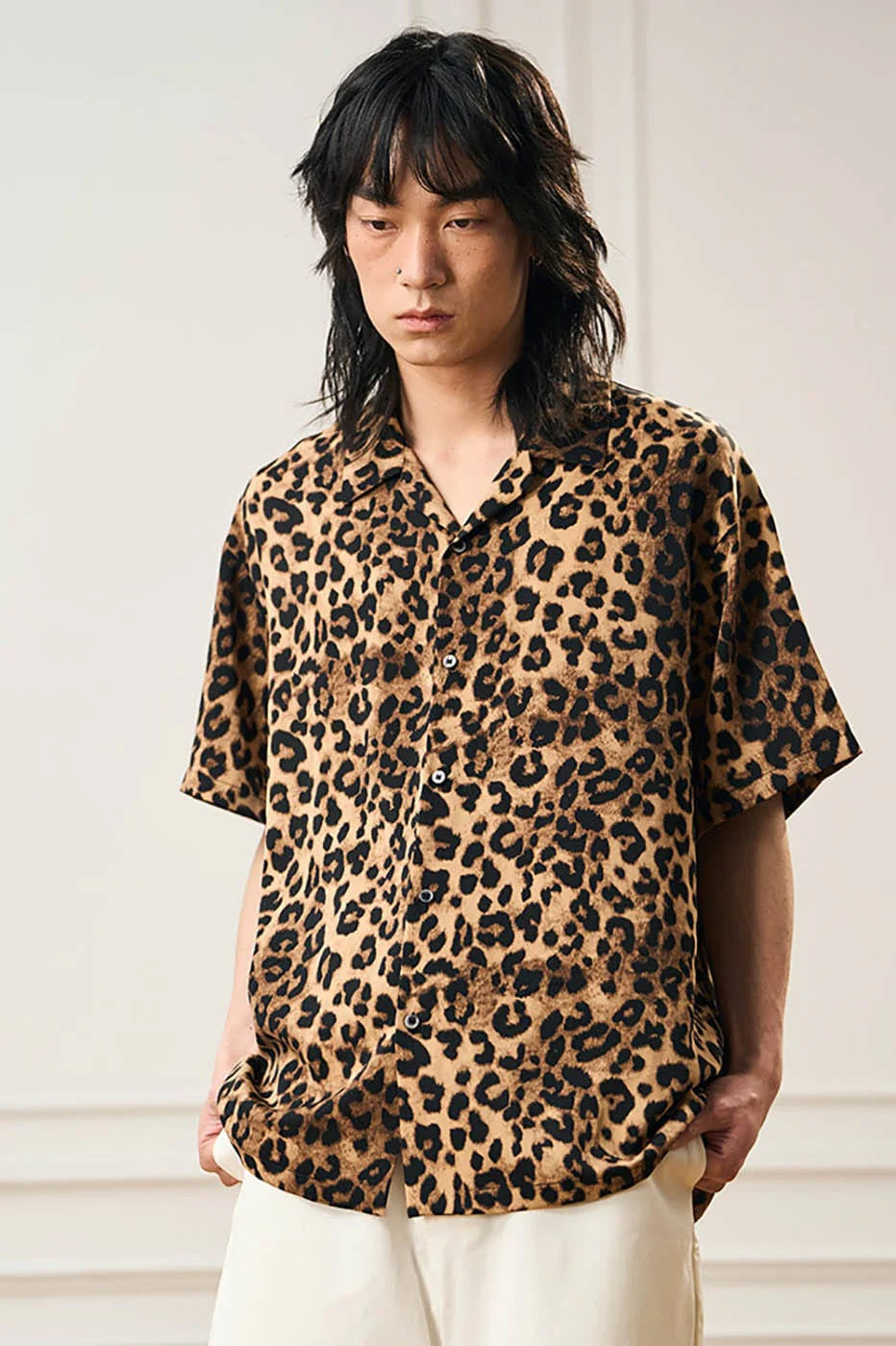 EPIC POETRY Leopard Cuban Half Shirt