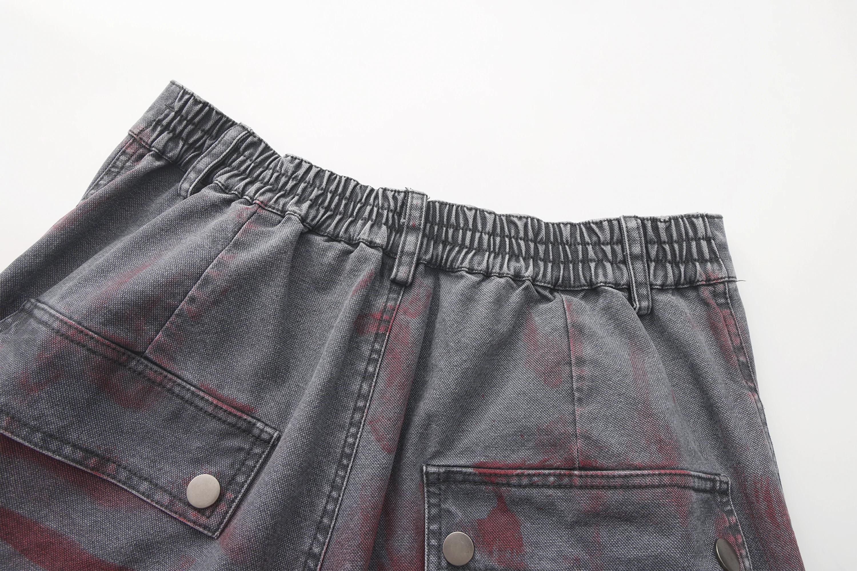 VANN VALRENCE Washed Distressed Multi-Pocket Utility Jeans