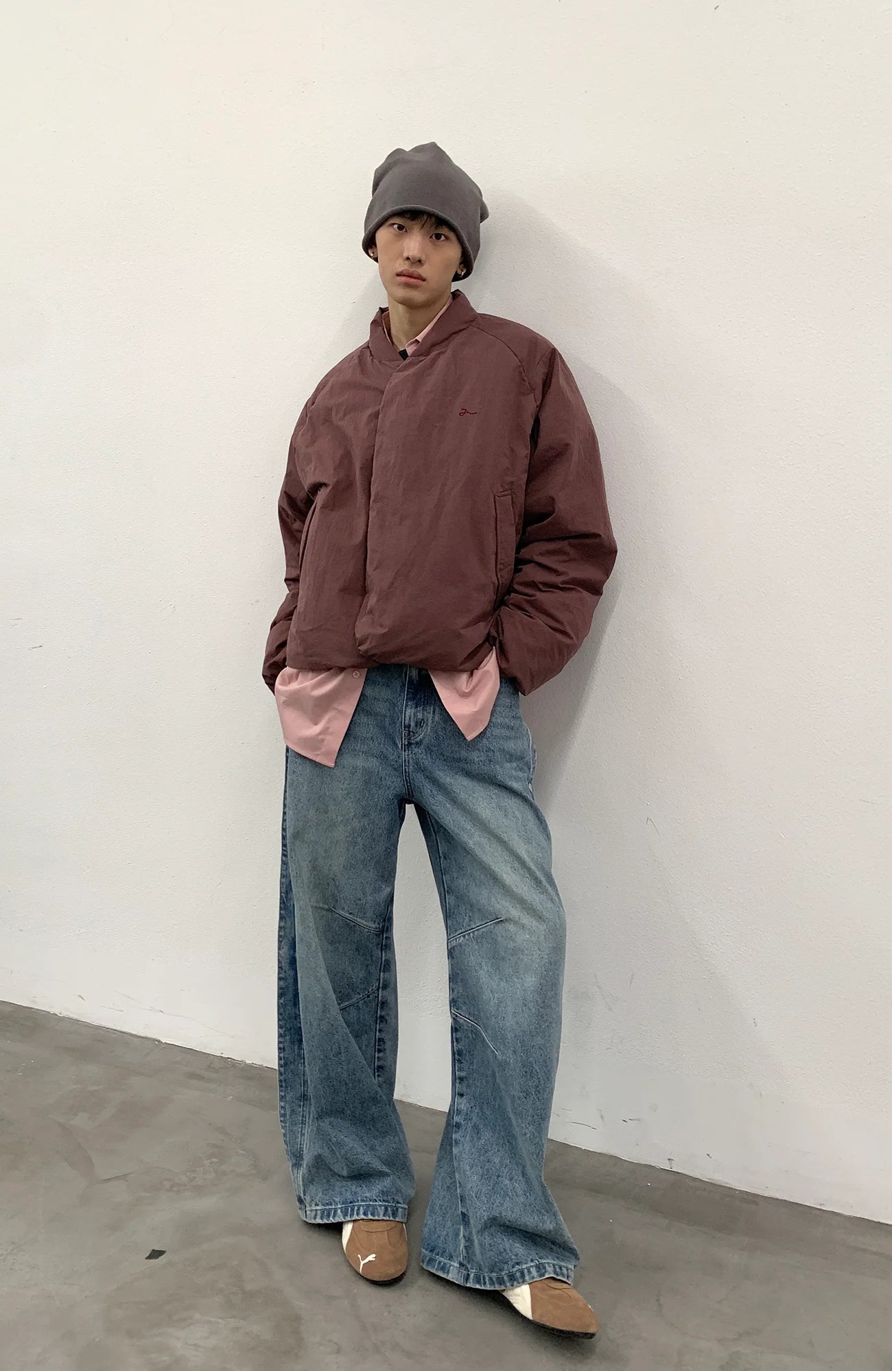 ROARINGWILD A ARCH Minimal Hidden Snap Puffer Jacket