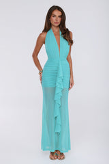 Born To Stand Out Halter Maxi Dress Aqua