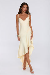 Feeling You Give Satin Maxi Dress Yellow