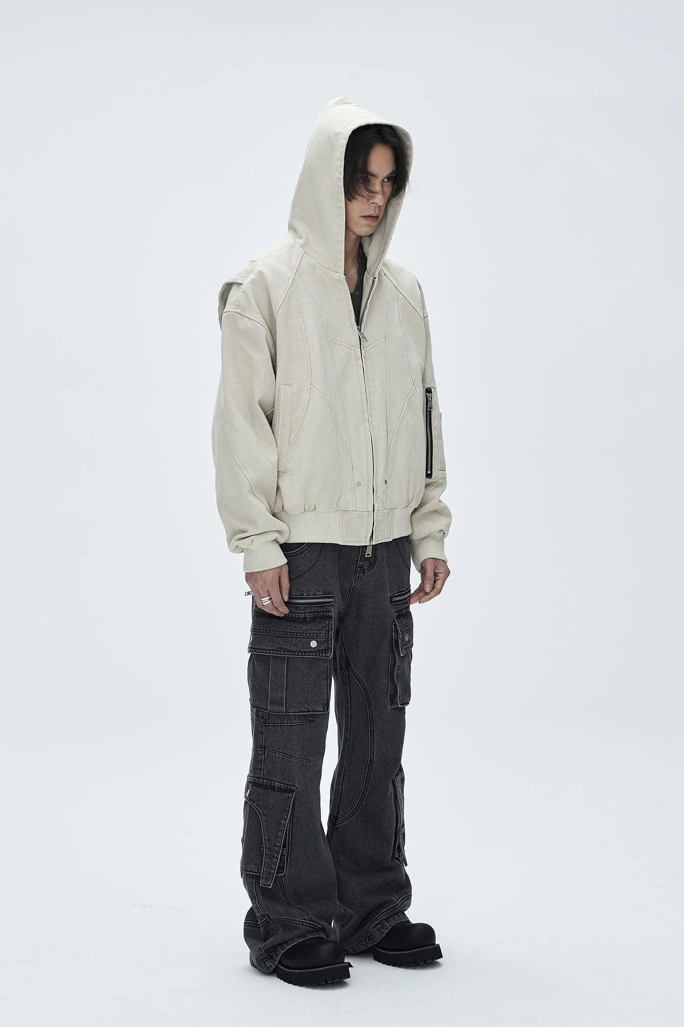 CATSSTAC Deconstructed Paneled Washed Hooded Jacket