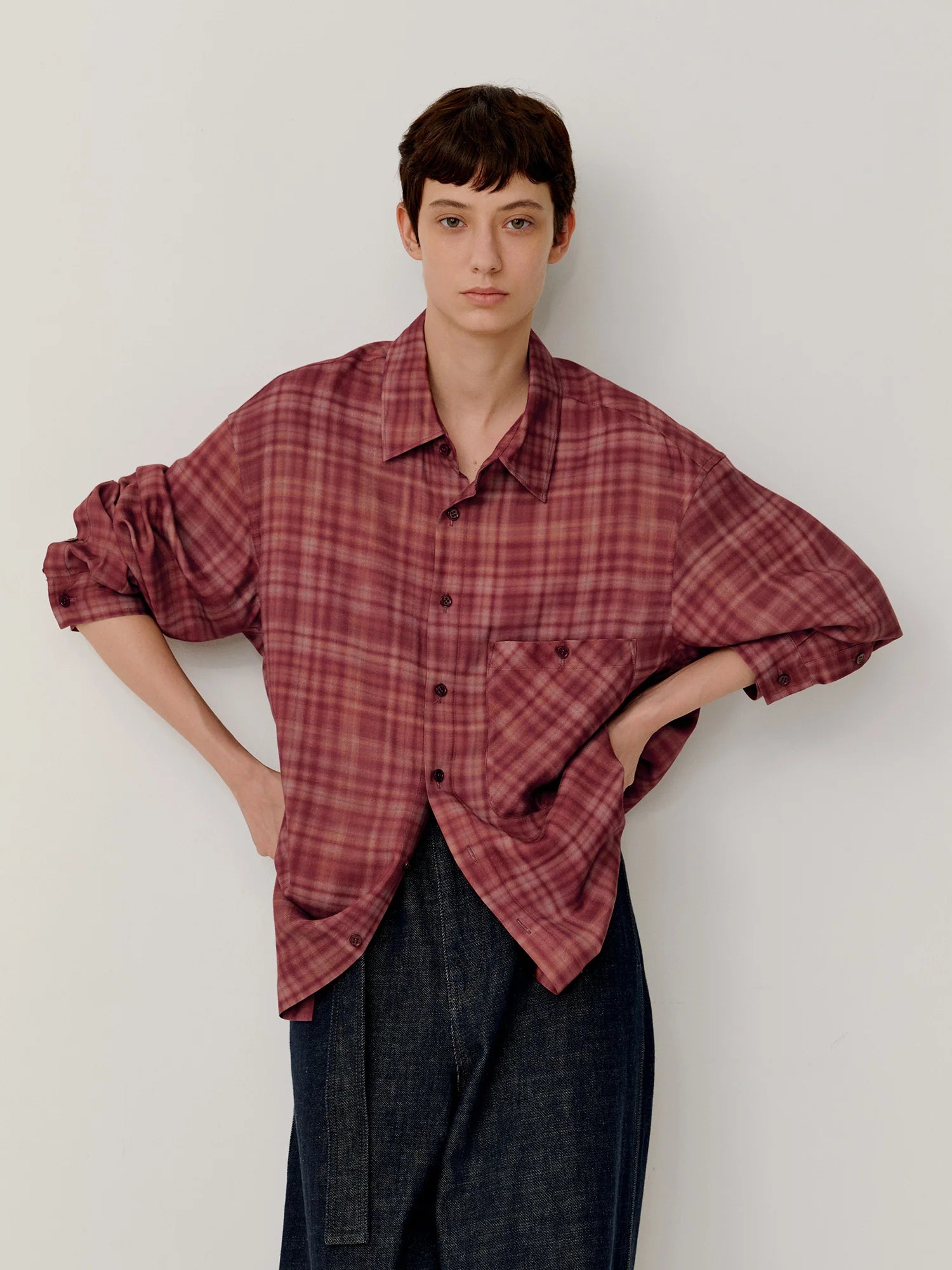 OPICLOTH Classical Oversized Plaid Shirt