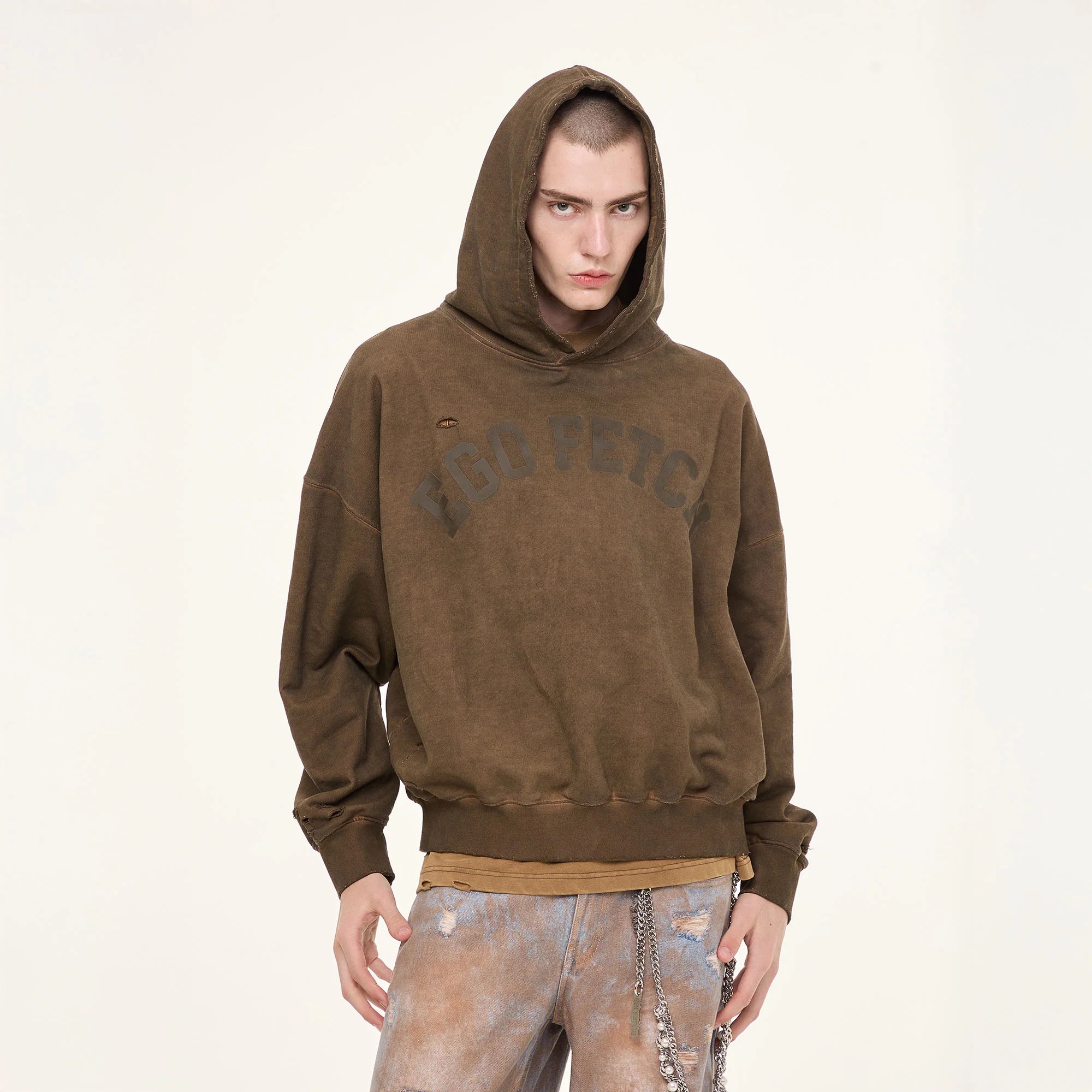EGOFETCH Distressed Washed Hoodie