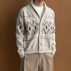 OKAYTHXBYE Fair Isle Shawl Collar Cardigan