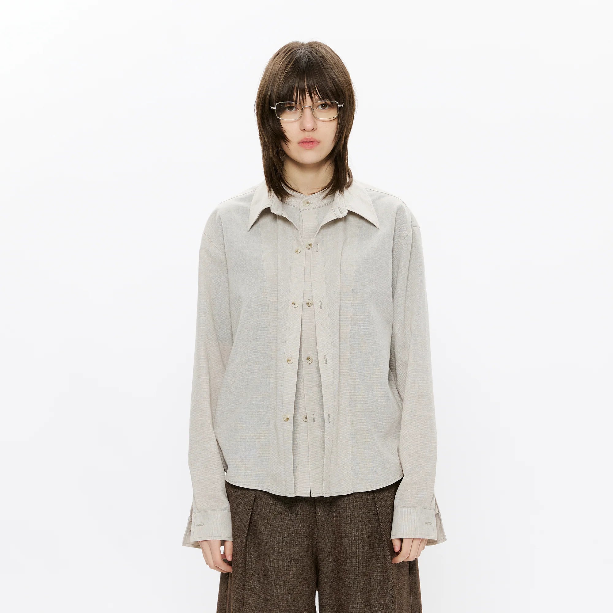 KREATE Linen Layered Check Shirt