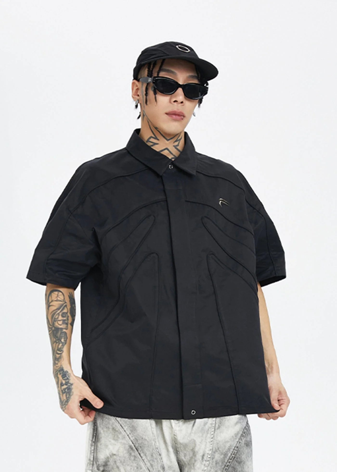 F2CE Spliced Metal Logo Half Shirt