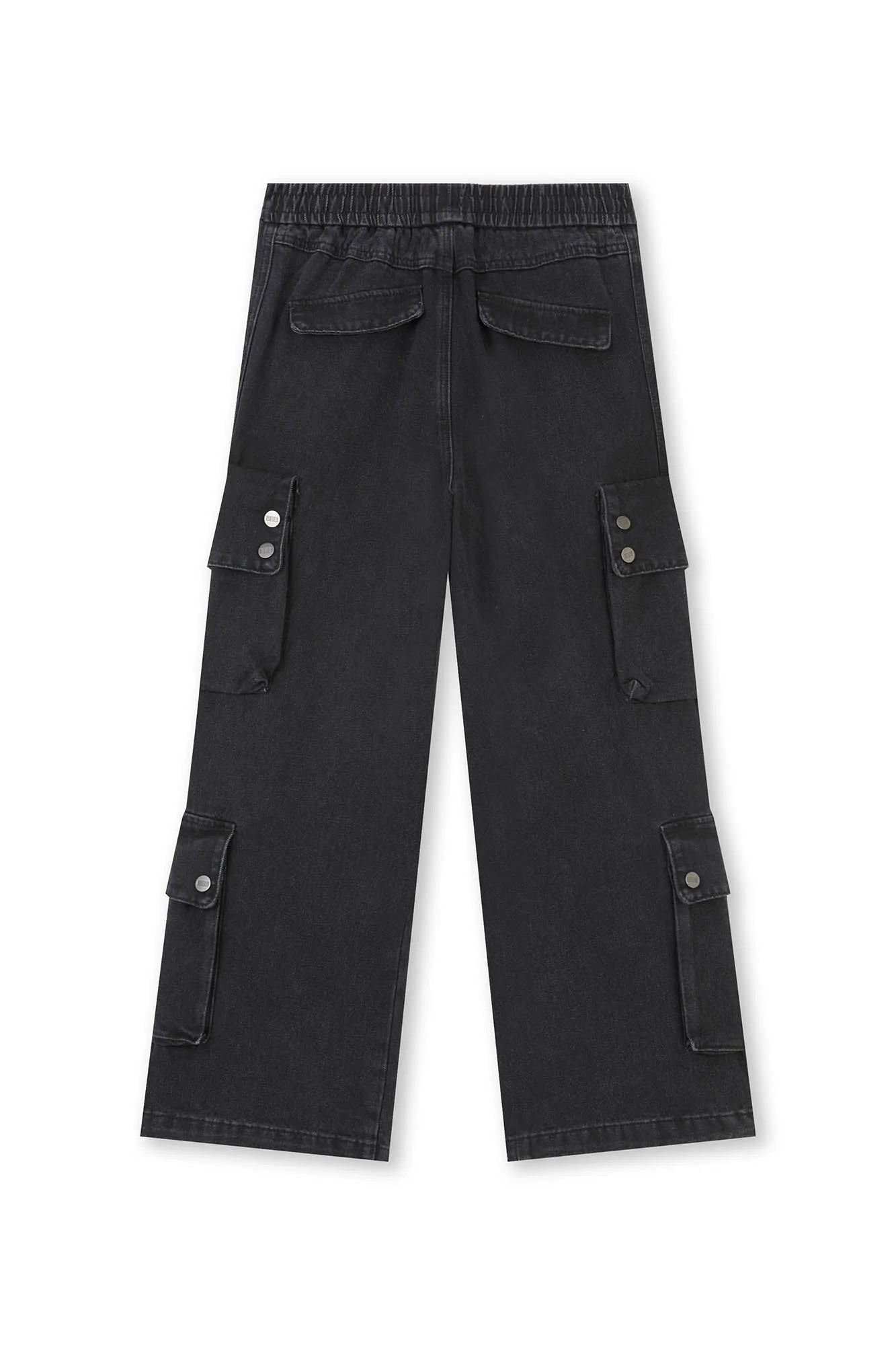 BONELESS Distressed Multi-Pocket Drawstring Cargo Jeans