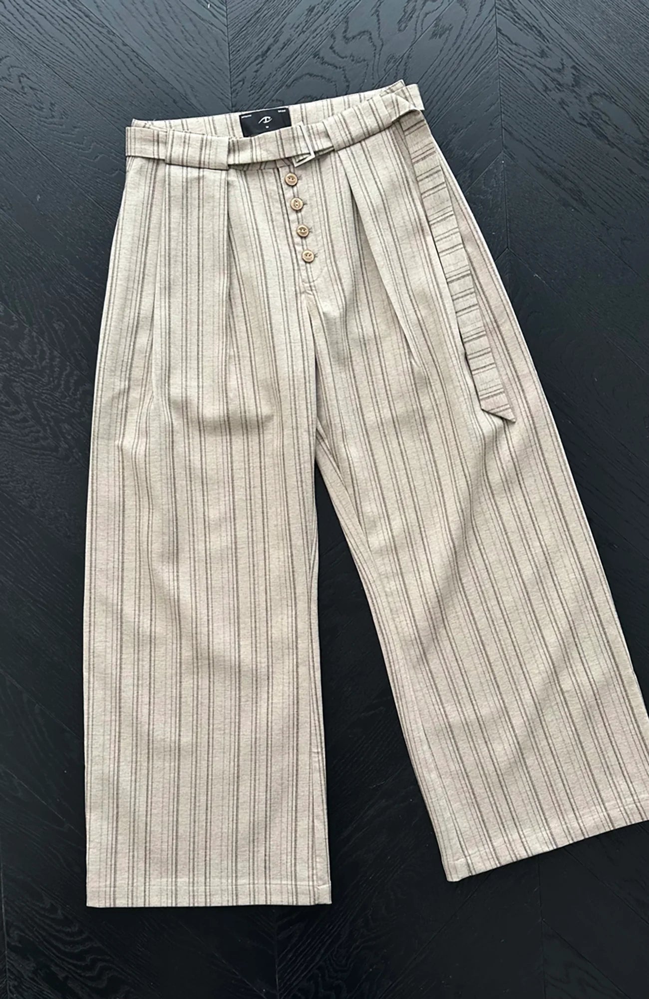 CATSSTAC Button-Closure Striped Double-Pleat Trousers