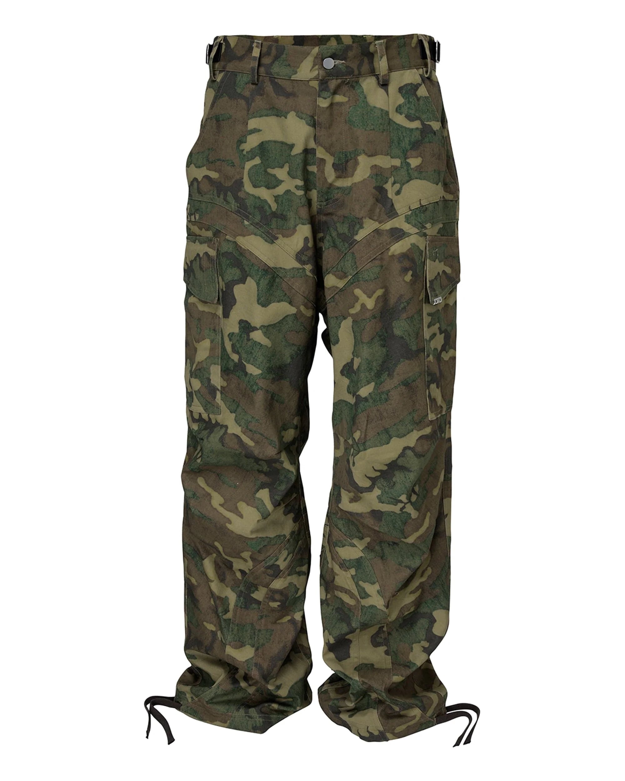 F2CE Wide-Leg Draw-String Camo Cargo Pants