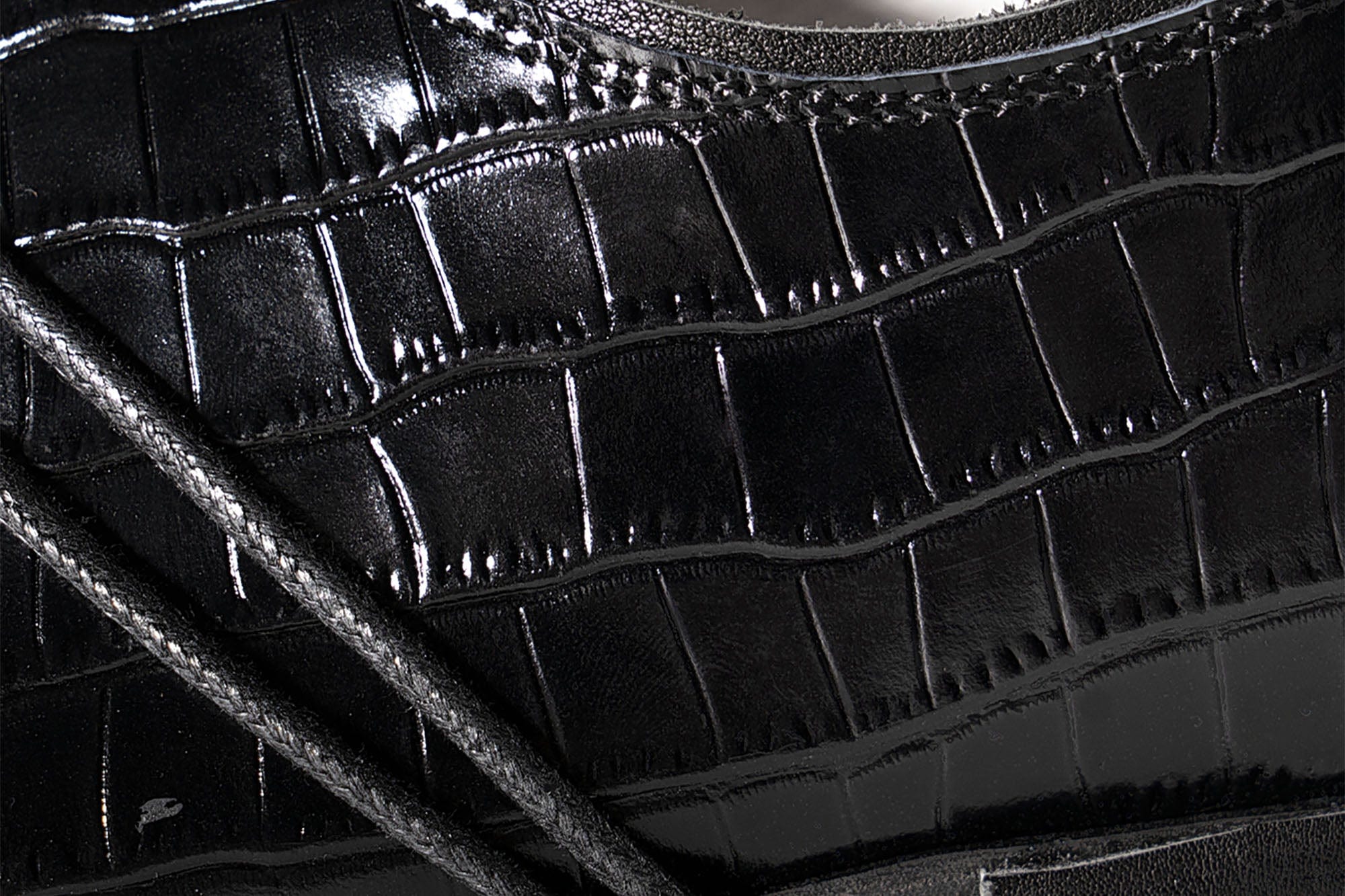 REWRITE Croc-Embossed Square-Toe Derby Shoes
