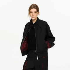 KREATE Floral-Lined Spliced Harrington Jacket