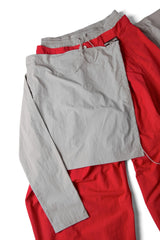 RELABEL Drawstring Layered Double-Waistband Parachute Pants Red