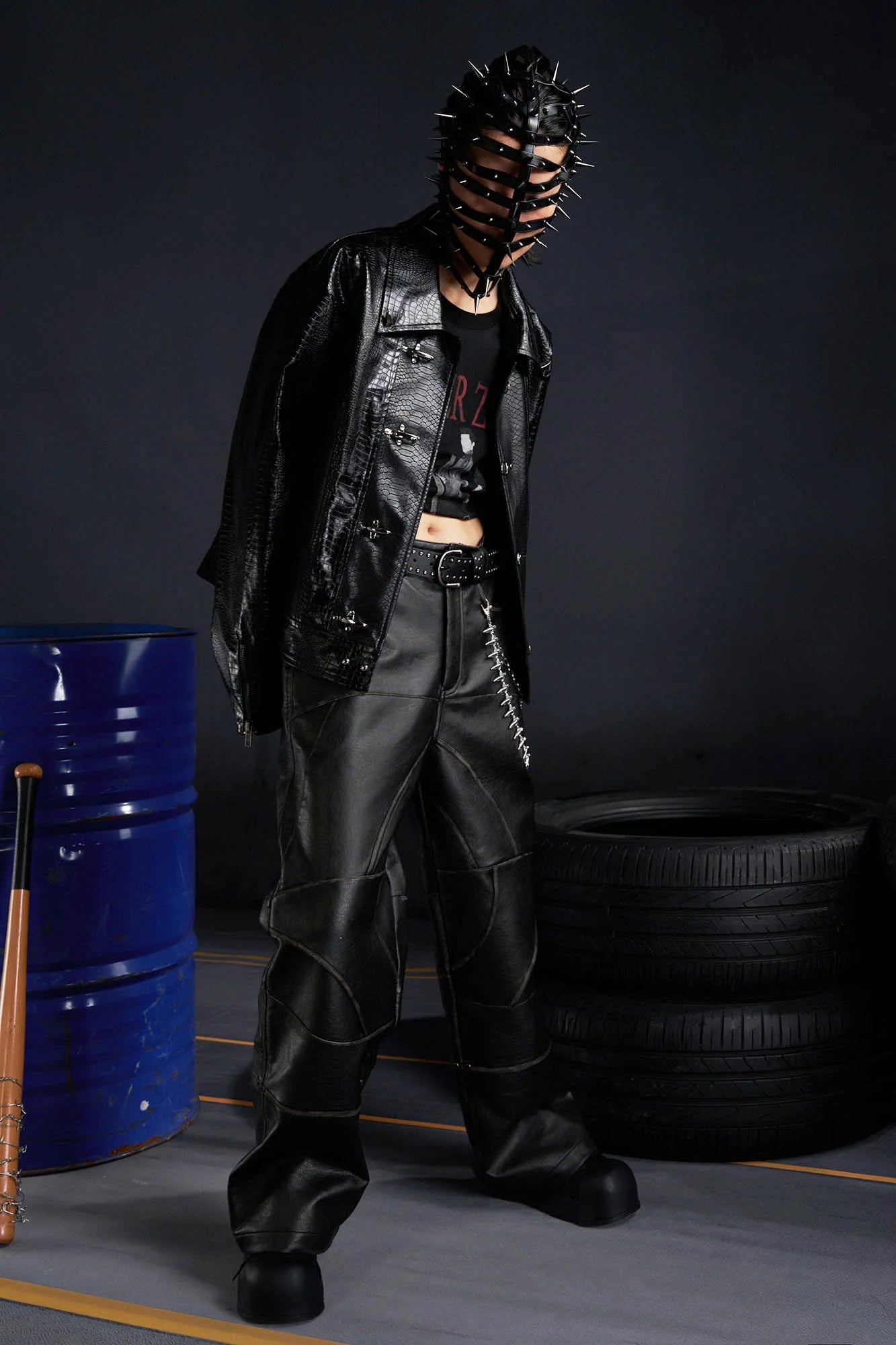 RECOVER ZONE Faux Croc Embossed Hoop-Buckles Jacket