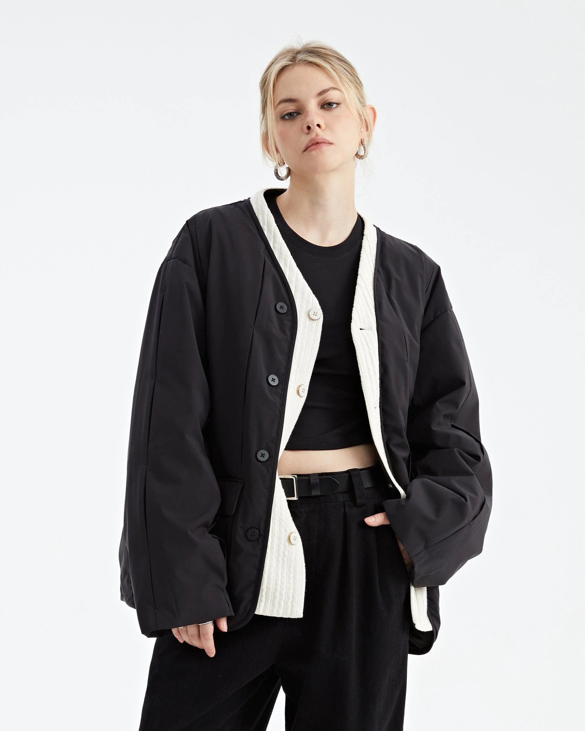 ORGANIC EMOTION Spliced Waterproof Duck Down Scarf Jacket