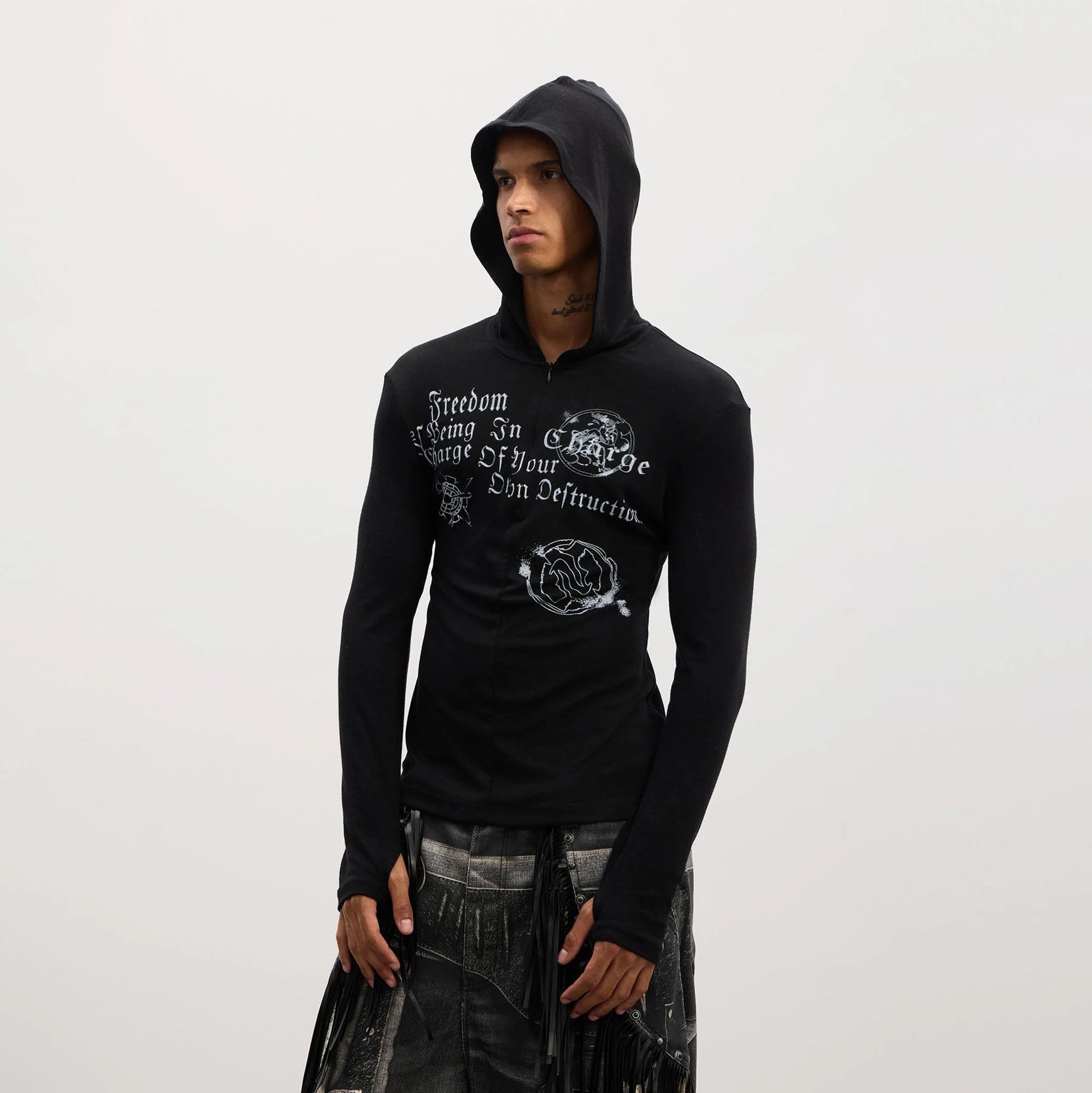 DND4DES Gothic Graphic Slim Zip-Up Hoodie