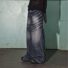DND4DES Lighting Crease Washed Wide-Leg Jeans