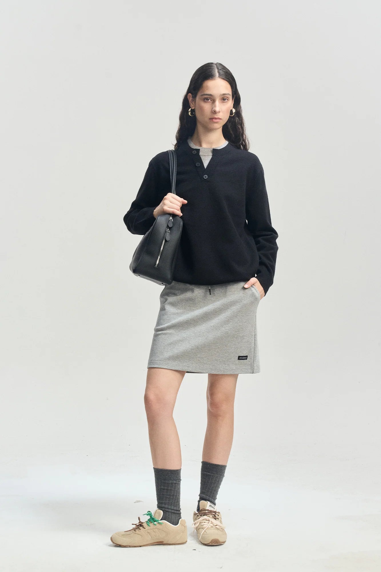 LEONSENSE Faux-Layered Henley Sweater