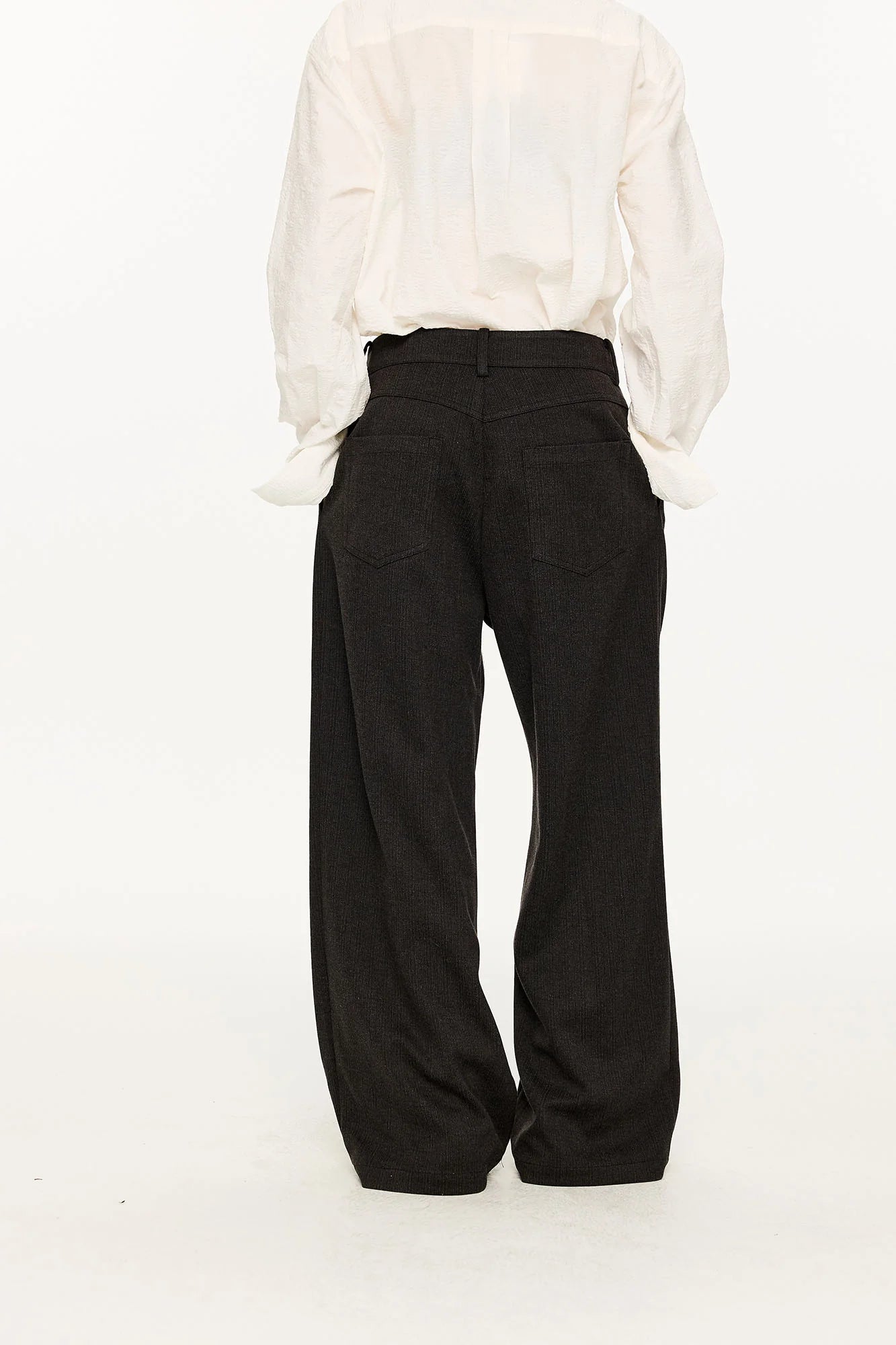 KREATE Modern Pinstriped Pleated Wide-Leg Trousers