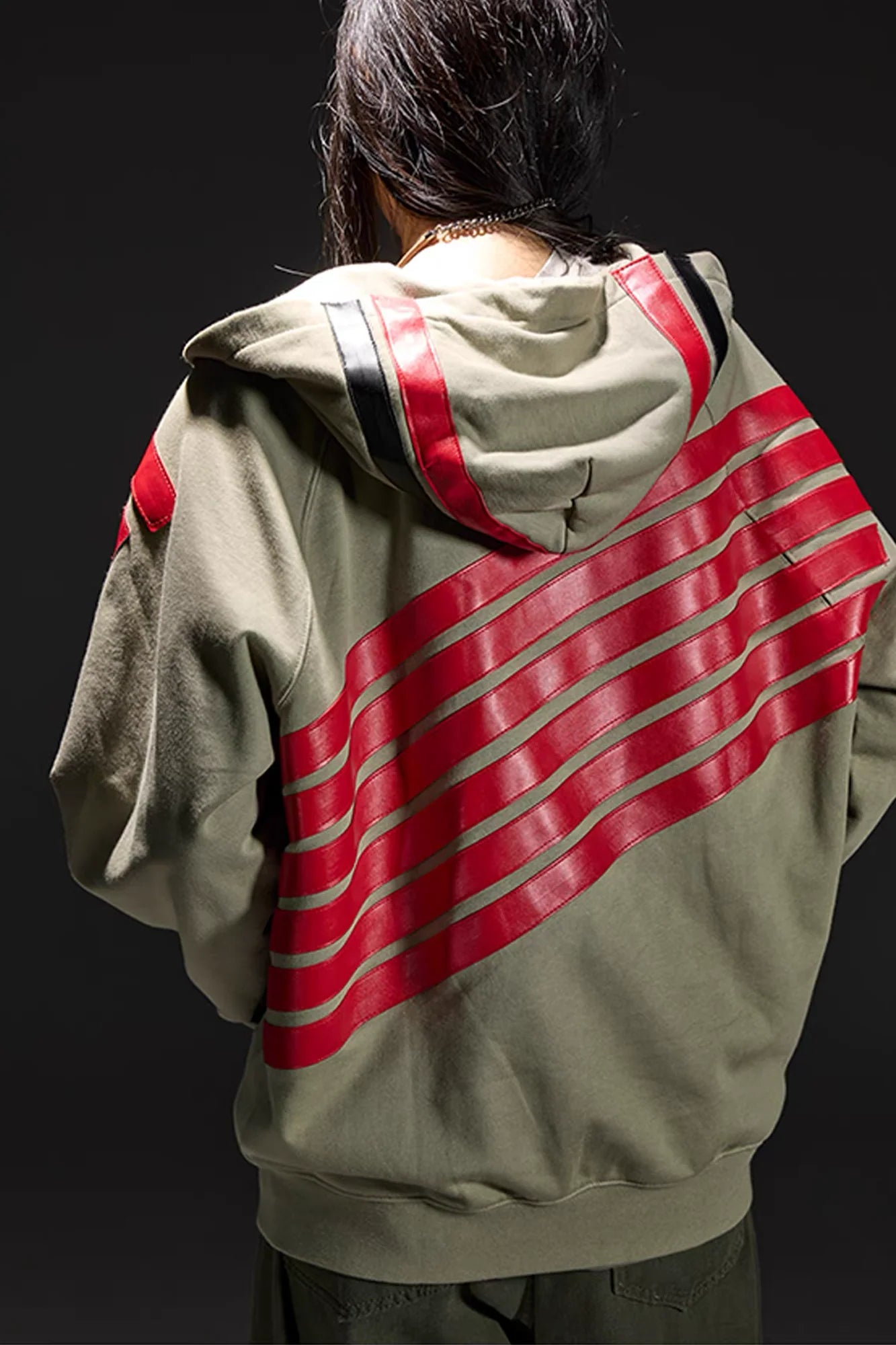 NOTHINGNESS WORLD Four-Stripe Zip-Up Hoodie
